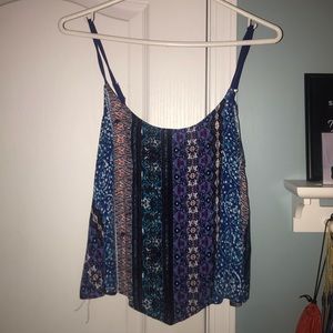 patterned blue crop top